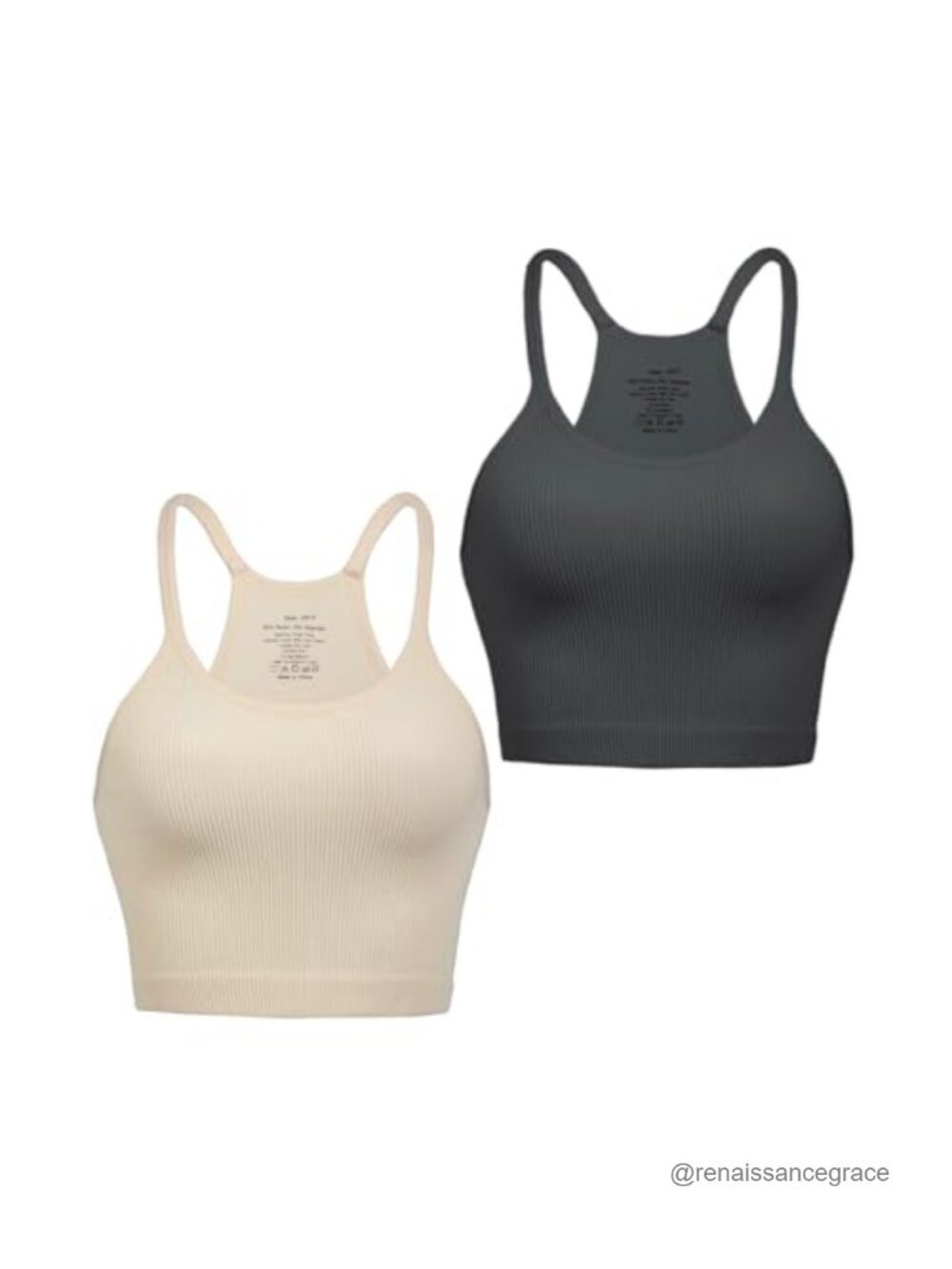 Ribbed Seamless Racerback Crop Tank Top Nylon Spandex Women Yoga Gym
